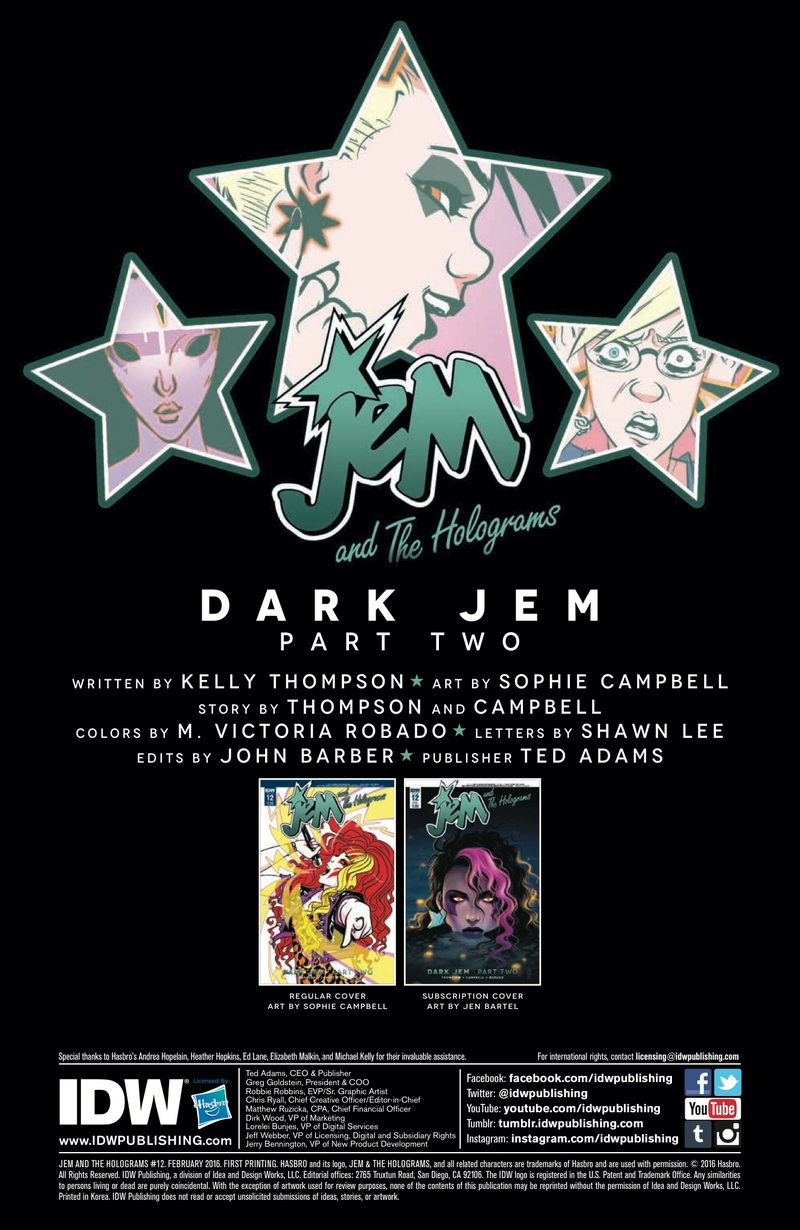 Illustration for article titled Exclusive IDW preview: Darkness reigns in Jem And The Holograms #12